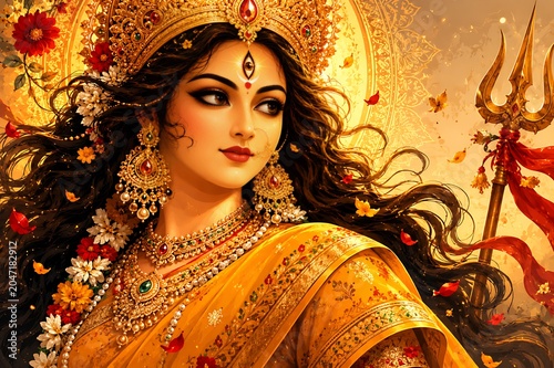 Godess Durga on Maha Navratri, Navadurga, Durga Puja, Sharad Navratri,  Jyeshtha Shukla Ashtami/Masik Durga Ashtami, Mahanavami, Vijayadashami,
Dussehra, Durga/Mahakali/Jagadamba,  Bhavani