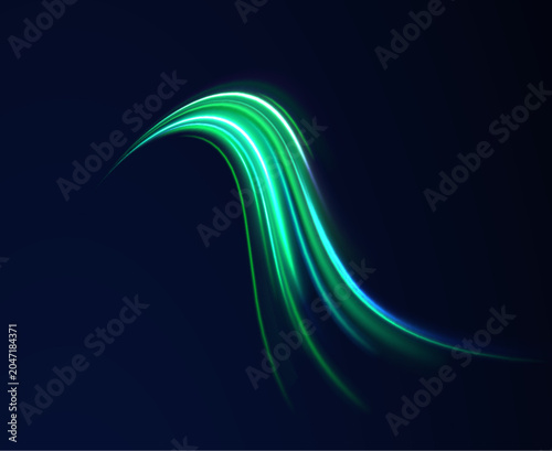 Vibrating light particles stream across digital space creating fluid futuristic patterns. Electric glow enhances motion intensity. Abstract background filled with dynamic energy flow.