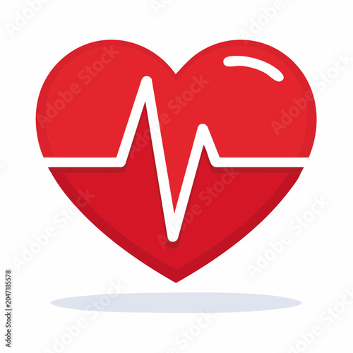 Red Heart with EKG Line