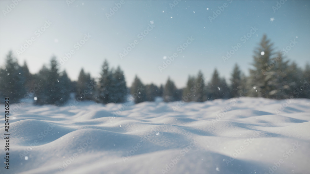 Fototapeta premium Snowy Landscape with Evergreen Trees