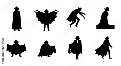 Canvas Print Vampire Silhouettes: Gothic Dracula Poses, Halloween Icons, Spooky Character Vec