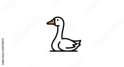 Simple goose line art icon on white background.