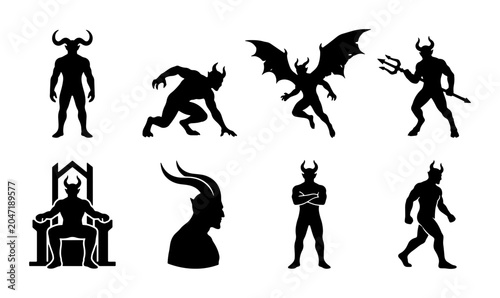 Photos Demon Silhouettes Collection: Horned Figures, Devil Icons, Mythical Creatures, S