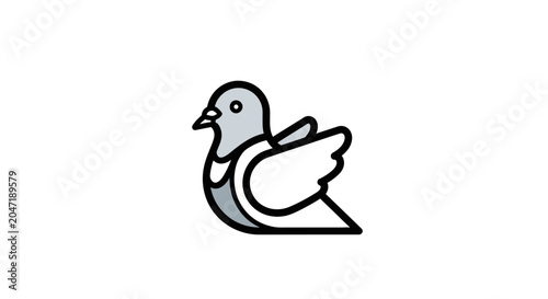Simple gray pigeon bird icon vector illustration.