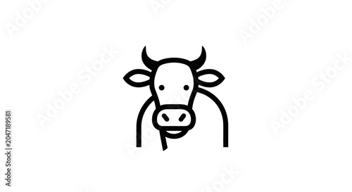 Simple cow face icon with horns on white background.