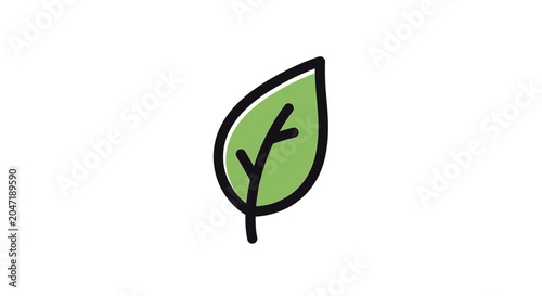 Simple green leaf icon with black outline.