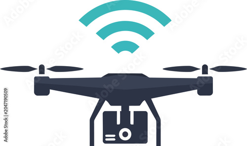 Slika na platnu Drone with camera and wifi signal.