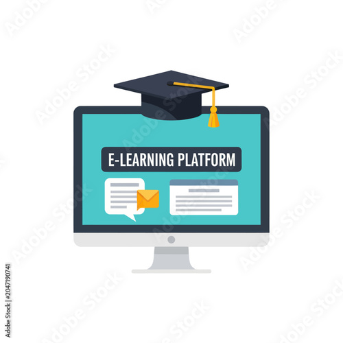 E learning platform on computer screen.