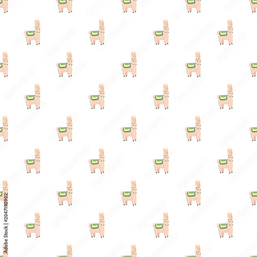 Naklejka premium Alpacas creating a fun decorative animal pattern on a white background