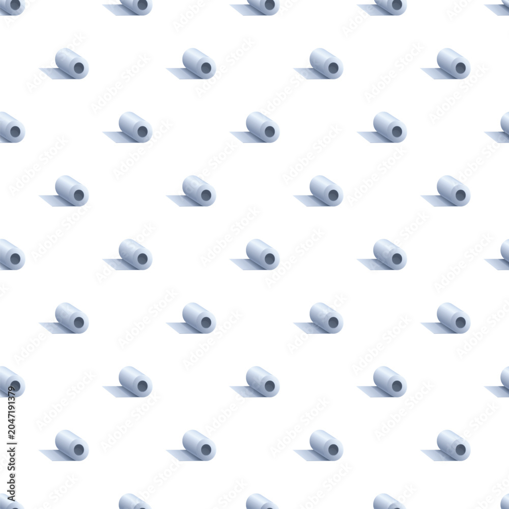 Fototapeta premium Repeating bright blue cylindrical objects on white background with soft shadows, seamless geometric pattern