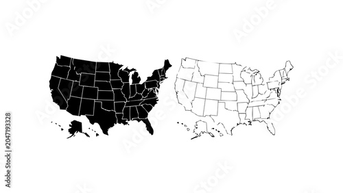 United States Map Icons With State Borders