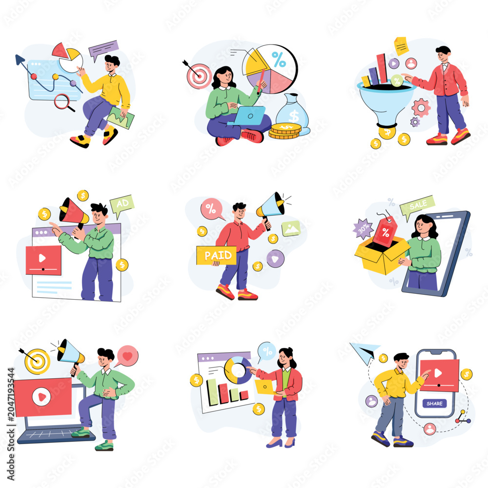 Fototapeta premium Marketing & Seo vector illustration set 01