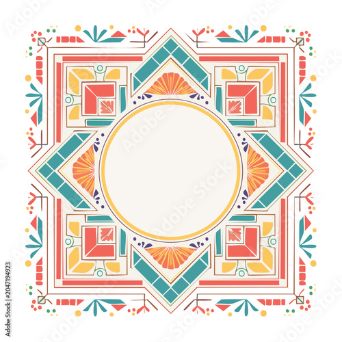Decorative geometric pattern with central copy space