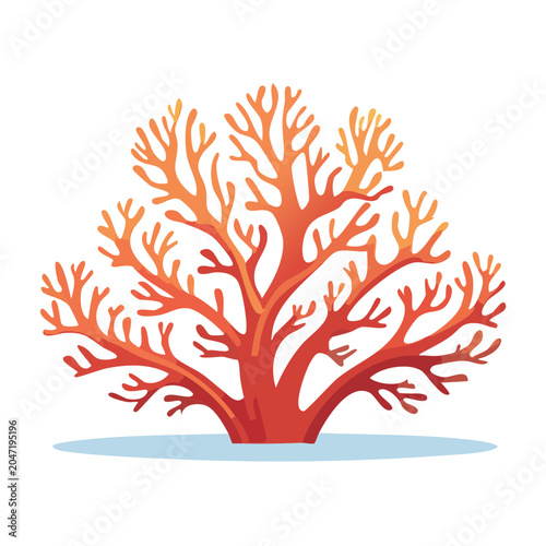 Flat design illustration of a red and orange coral