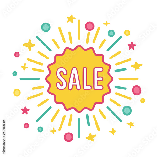 Sale tag with burst and stars