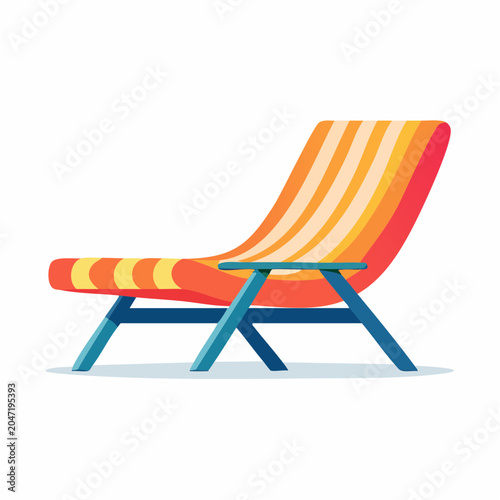 Striped deck chair in flat design style