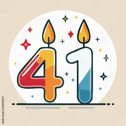 Number 41 Birthday Candles with Sparkles