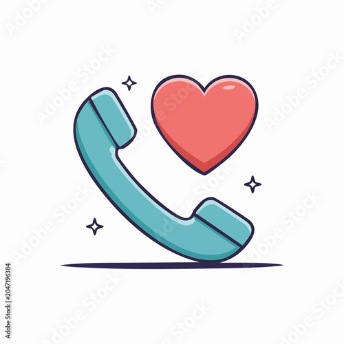 Phone receiver with heart icon