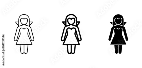 Quadro su tela Vampire Woman Icons, Gothic Female Silhouette, Halloween Character Vector Set