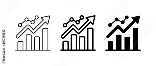 Tableau sur toile Growth Chart Icons, Upward Trend Graph, Business Analytics, Financial Success Ve
