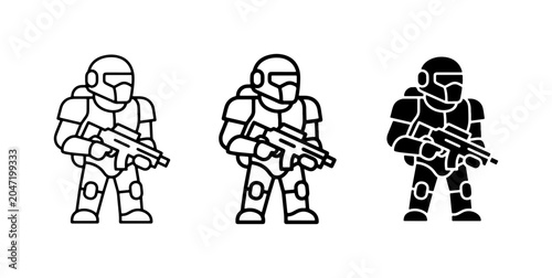 Foto Sci-Fi Soldier Icons, Futuristic Warrior Vector Graphics, Military Space Trooper
