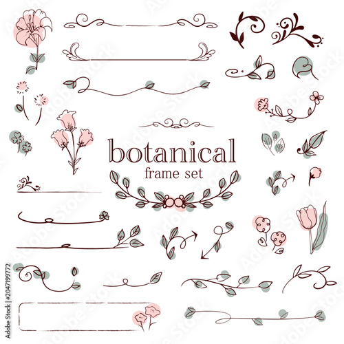 Hand Drawn Botanical Frames and Borders