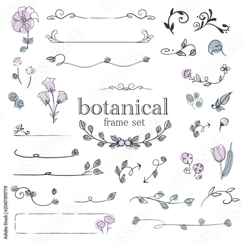 Hand Drawn Botanical Frames and Borders