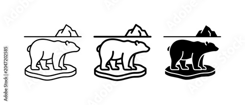 Принти на полотні Polar Bear Icons, Arctic Iceberg Wildlife, Climate Change Symbolism, Set