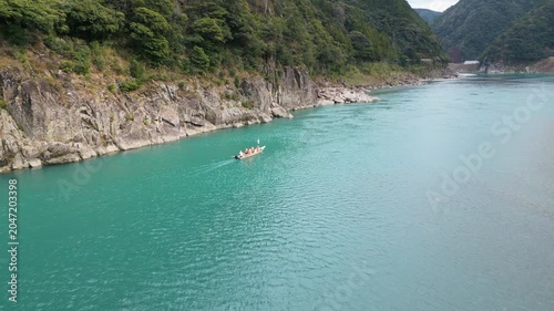 Aerial View of the Kumano River Boat Tour – The World’s Only UNESCO-Listed River Route, Shingu, Wakayama, Japan　空撮・世界で唯一 川自体が世界遺産「川の熊野古道・熊野川川舟下り」和歌山県新宮市