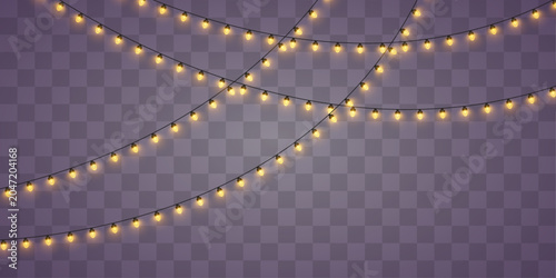 Tableau sur toile Christmas garland string lights PNG