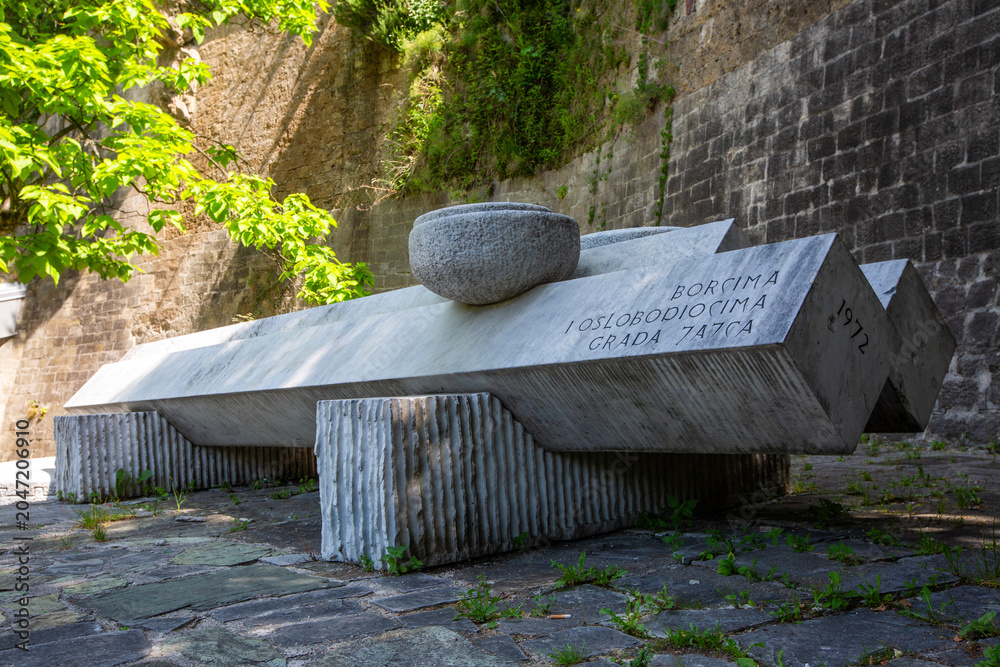 Ταπετσαρία Yugoslav partisan war memorial monument to the liberators of Jajce city in Bosni