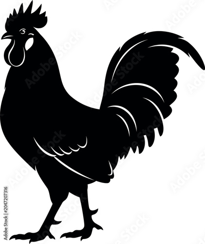 Black Rooster Silhouette Standing