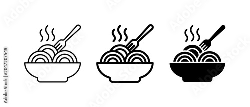 Obraz na plátně Hot Pasta Icons, Spaghetti Meal Graphics, Italian Food Vector Set