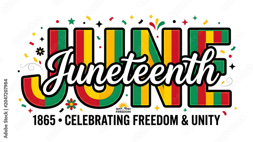Fototapeta premium Juneteenth Celebration Text with Freedom and Unity Concept