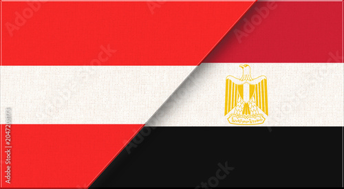 Konstfotografi Double flag of Austria and Egypt on fabric texture