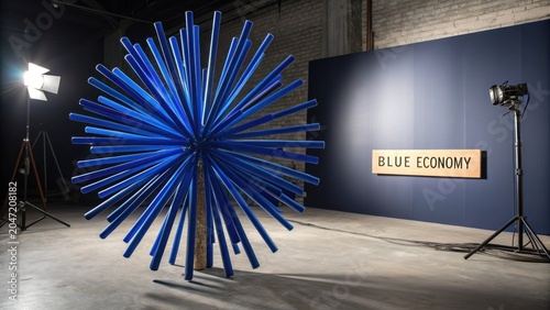 Vibrant Art Installation Representing Blue Economy Concept