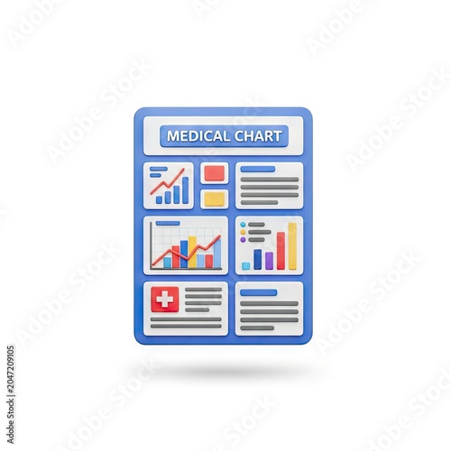 Medical Chart Icon with Data and Graphs for Healthcare Analysis.