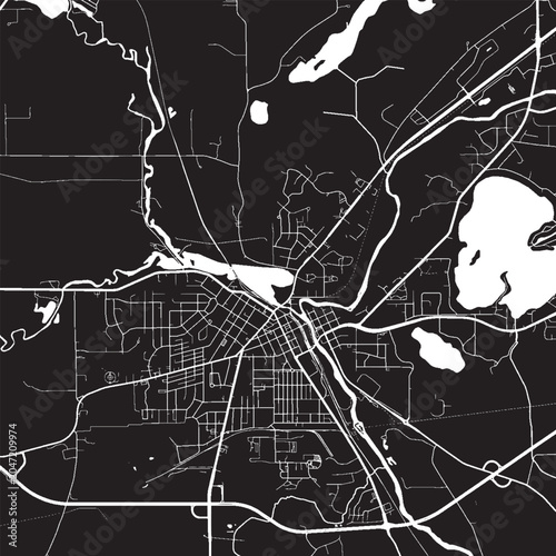 Foto Burlington Wisconsin Vector Map, Detailed City Street Map Black and White Minima