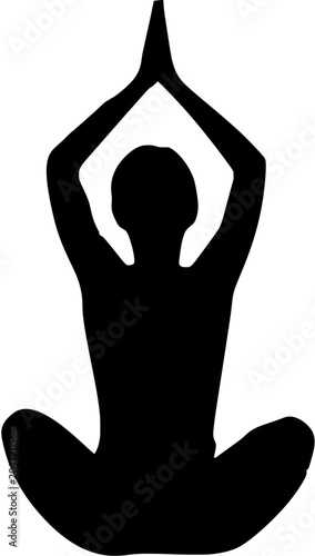 Foto Silhouette of person meditating in lotus pose