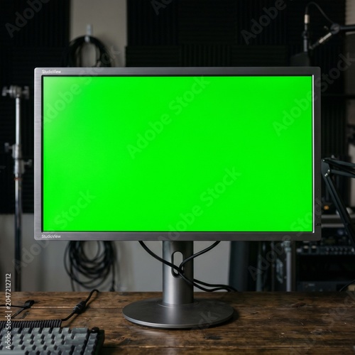 Computer monitor with green screen