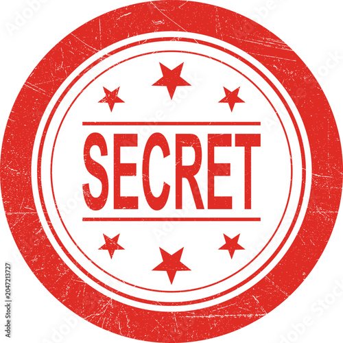 Fotografie Red circular stamp with the word SECRET prominently displayed in bold red letter