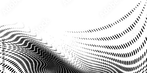 Schilderij op canvas An abstract, irregular black shape composed of halftone dots