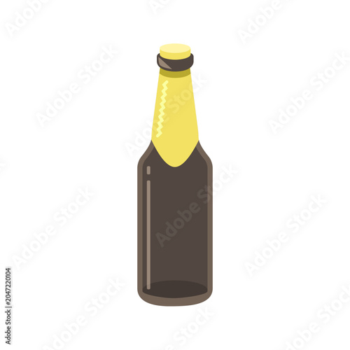 single brown beer glass bottle - german alcohol drink