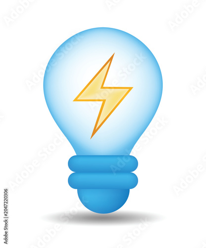 3d vector icon featuring a light bulb with a lightning bolt