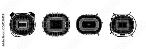 Photography Set of modern stadium overhead views for football and sports event venue mapping