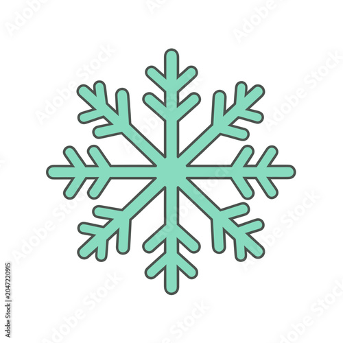 Teal Snowflake Icon Vector Illustration, Isolated Transparent Background for Winter Holiday Design and Seasonal Branding