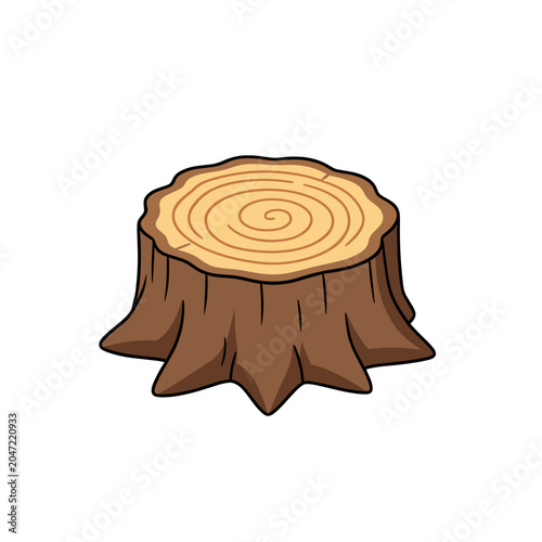 Tree Stump Cut Section Vector Illustration, Isolated Transparent Background for Nature Design and Environmental Concept