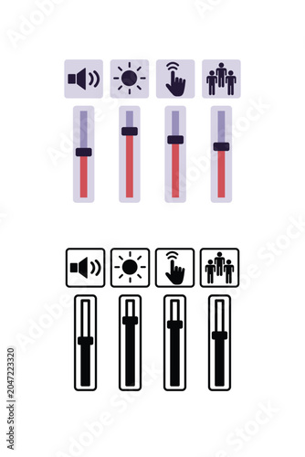 Sensory regulation control sliders, vector illustration.