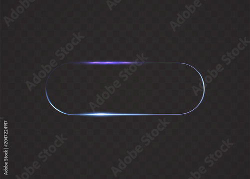 Quadro su tela Minimalist glowing elliptical border frame with light effect on dark background,