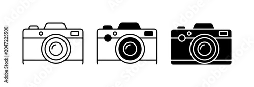 Fotografie Camera Icons Set: Vintage, Retro, Modern Photography Equipment, Vector Graphics
